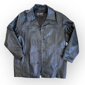 Men's Vintage 90s Y2K Wilsons Black Leather Quilted Lined Jacket size  XL